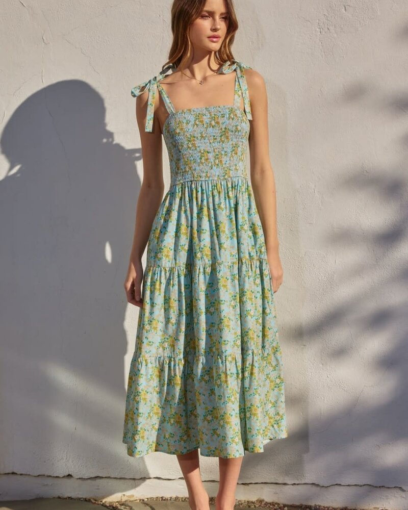 Daisy Blue Smocked Midi Dress