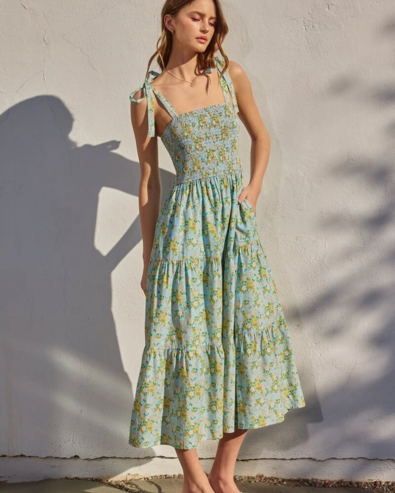 Daisy Blue Smocked Midi Dress