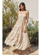 Whisper Lace Trim Tiered Maxi Dress