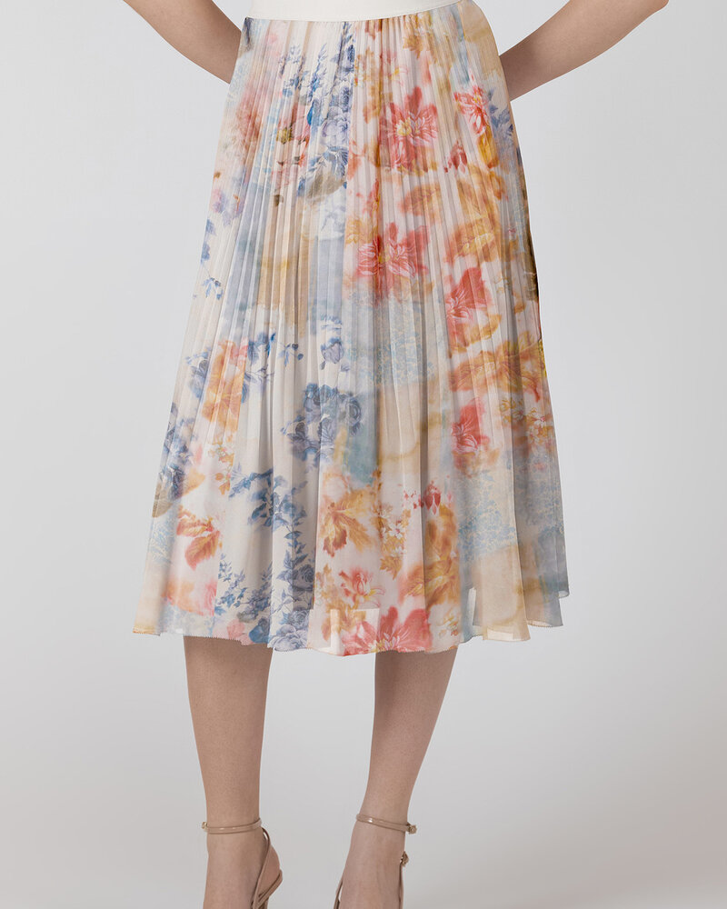 Floral Patch Pleated Skirt