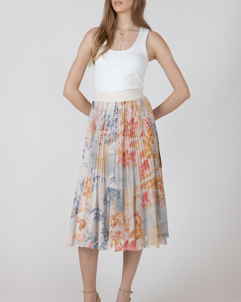 Floral Patch Pleated Skirt