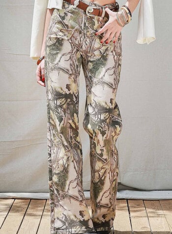 Eliza High-Rise Camo Print Wide Leg Jean