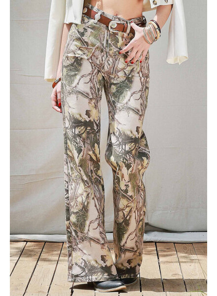 Eliza High-Rise Camo Print Wide Leg Jean