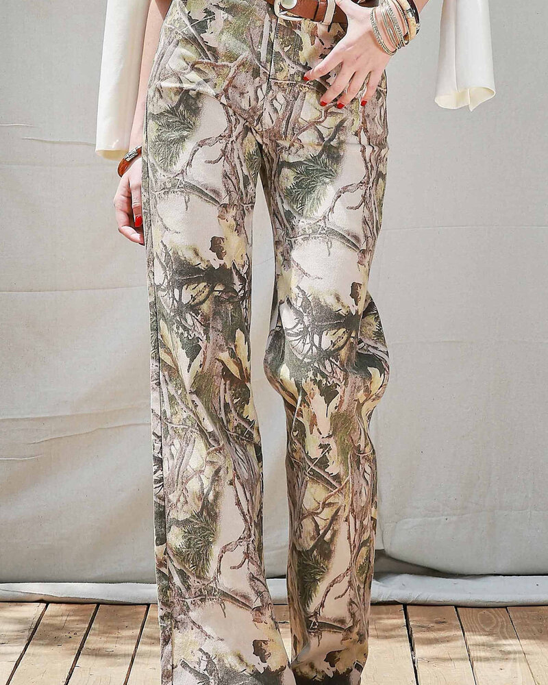 Eliza High-Rise Camo Print Wide Leg Jean