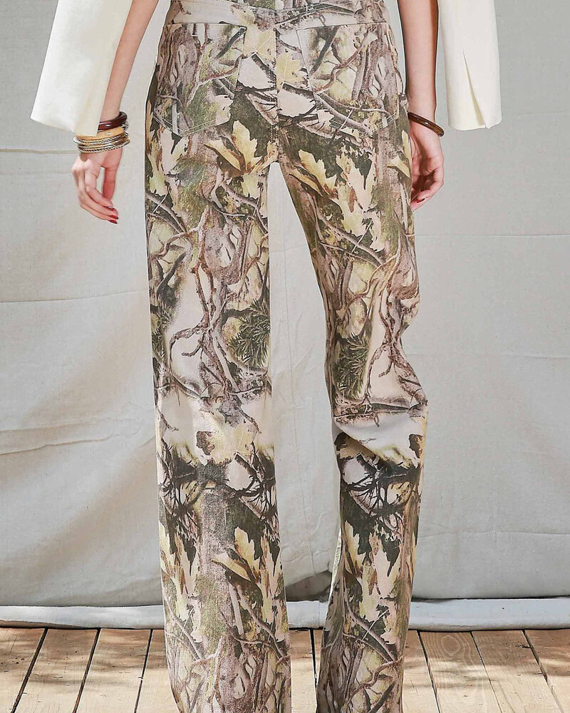 Eliza High-Rise Camo Print Wide Leg Jean