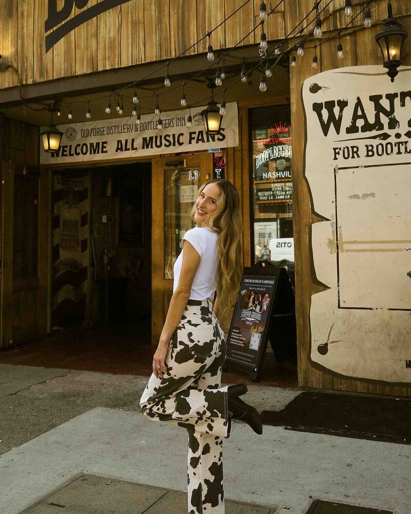 Sara Cow Print Wide Leg Jeans