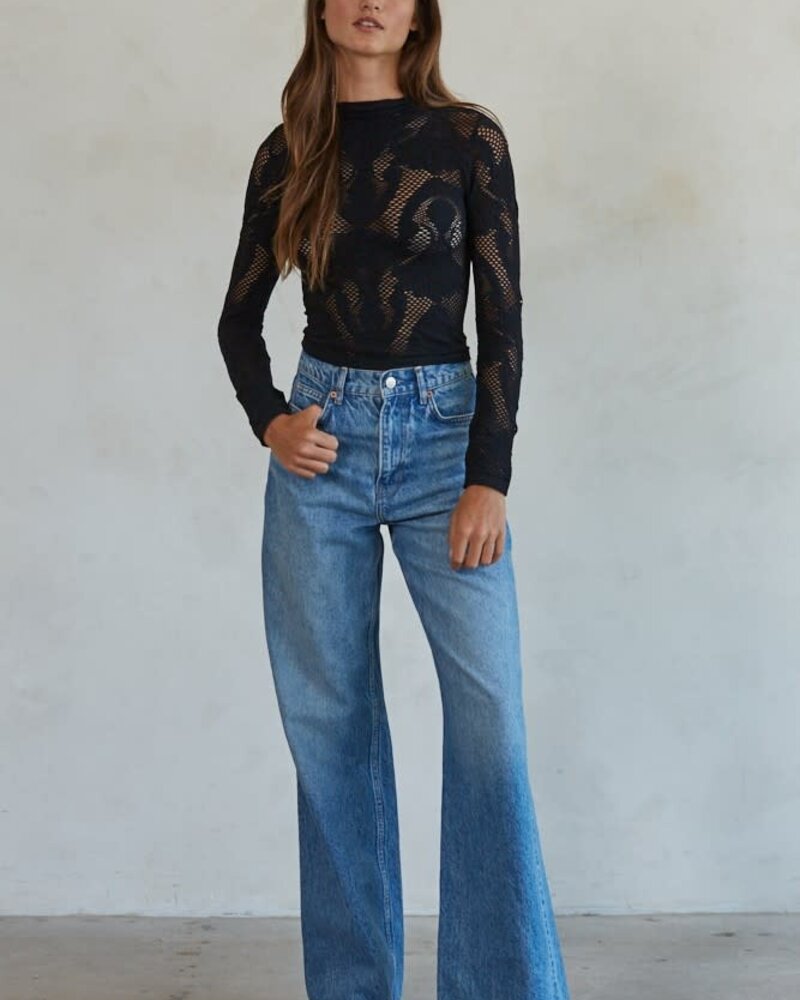 Kylie Seamless Jacquard Top | Black