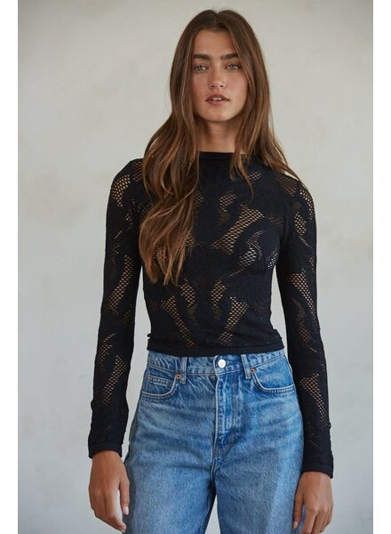 Kylie Seamless Jacquard Top | Black