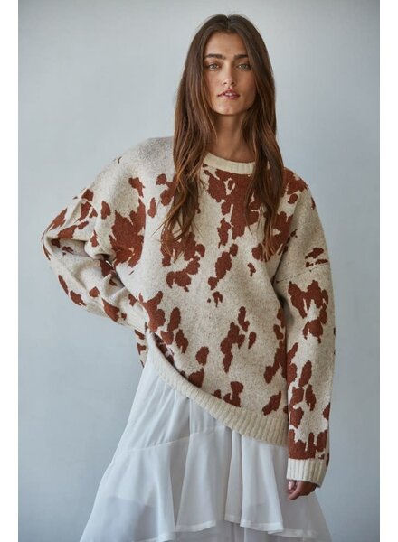 Chic Cow Print Sweater