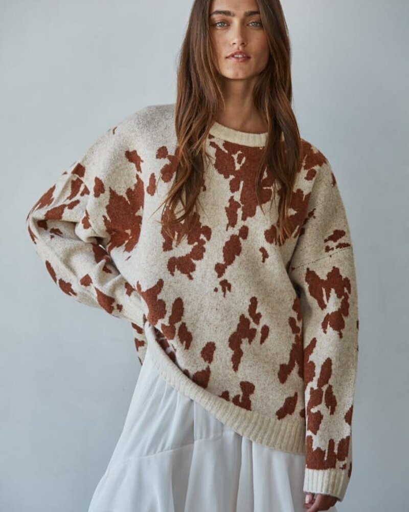 Chic Cow Print Sweater