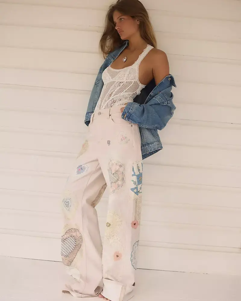 Free People Tinsley Printed Jeans | Ivory