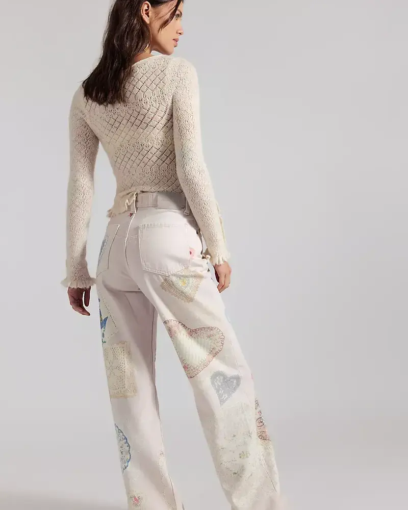 Free People Tinsley Printed Jeans | Ivory