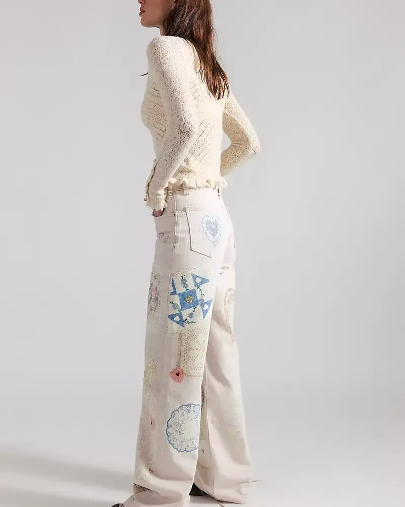 Free People Tinsley Printed Jeans | Ivory