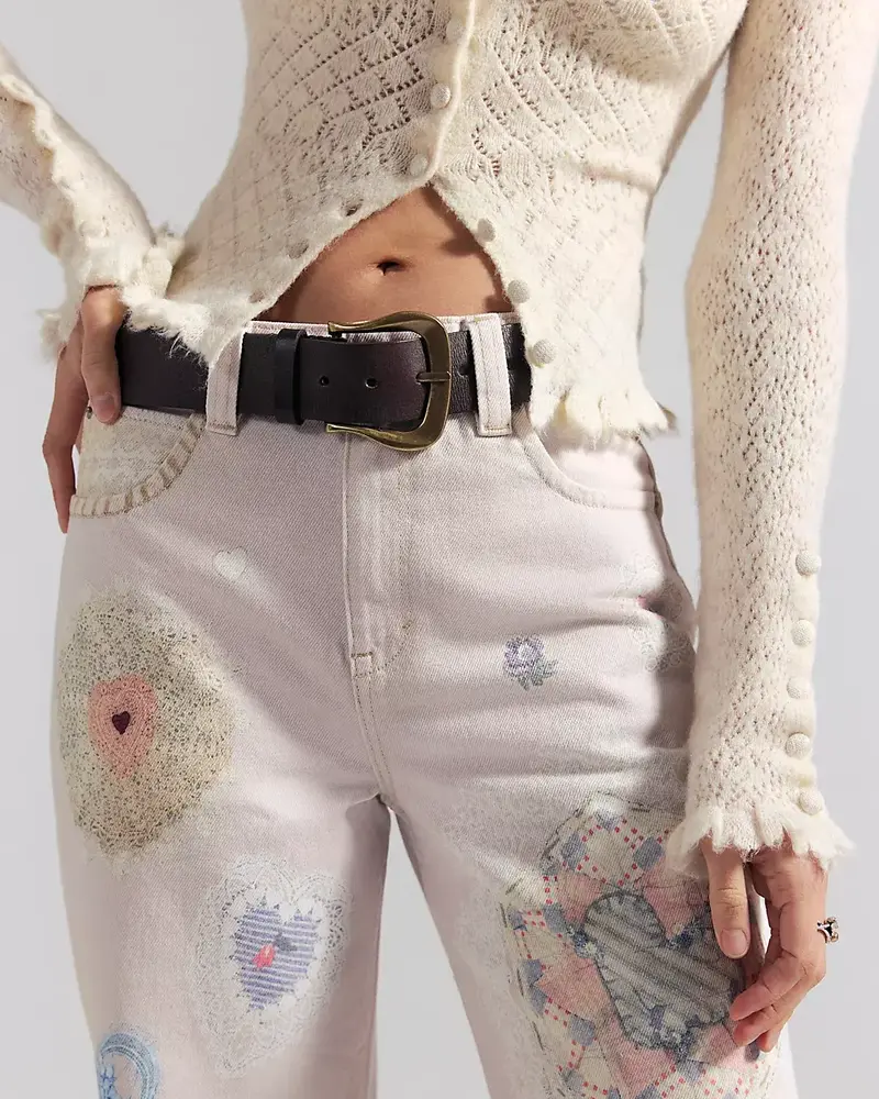 Free People Tinsley Printed Jeans | Ivory