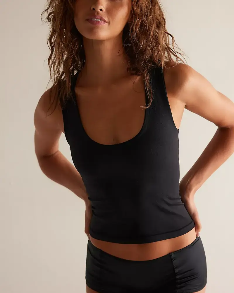 Free People Clean Lines Muscle Cami | Black
