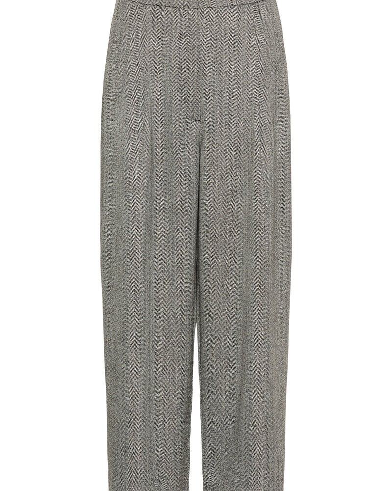 Nanine Barrel Trousers | Grey Herringbone