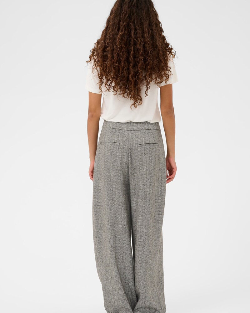 Nanine Barrel Trousers | Grey Herringbone