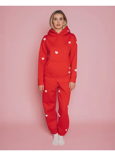 All Over Heart Oversized Jogger | Red