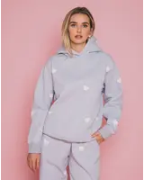 All Over Heart Classic Hoodie | Grey