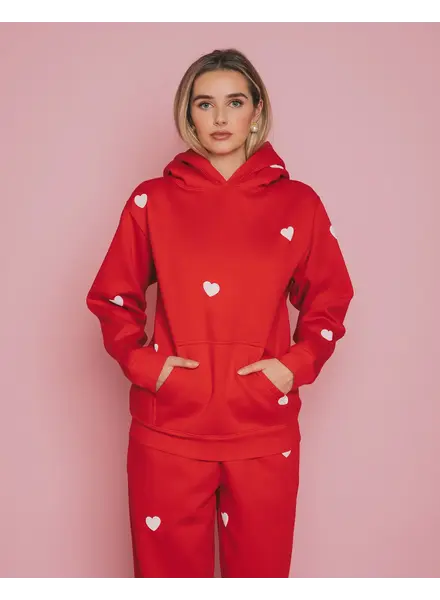 All Over Heart Classic Hoodie | Red