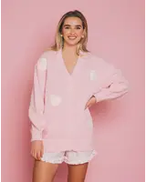Heart Oversized Cardigan | Pink