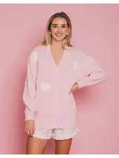 Heart Oversized Cardigan | Pink