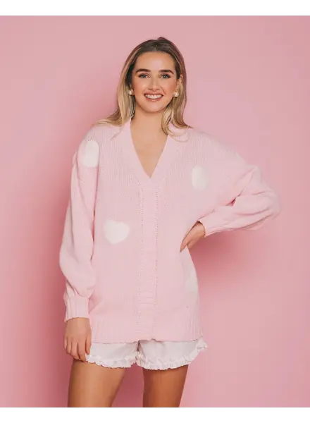 Heart Oversized Cardigan | Pink