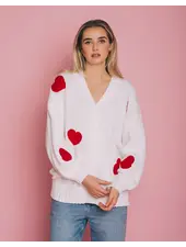 Heart Oversized Cardigan | Cream