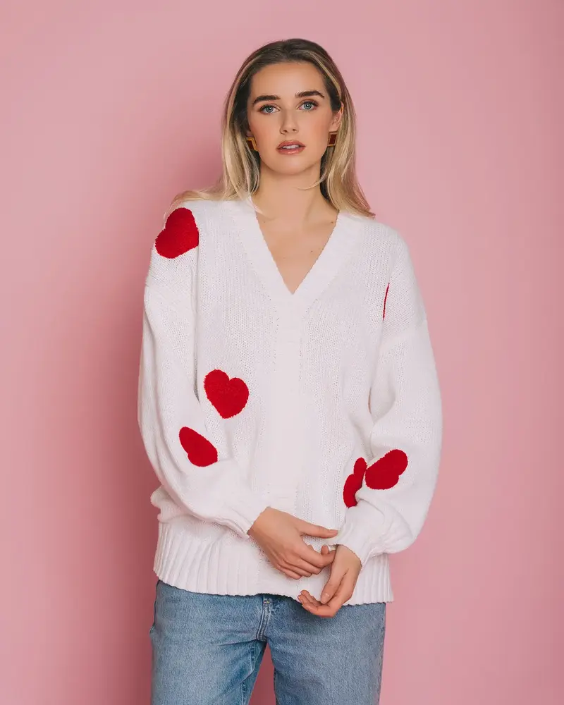 Heart Oversized Cardigan | Cream