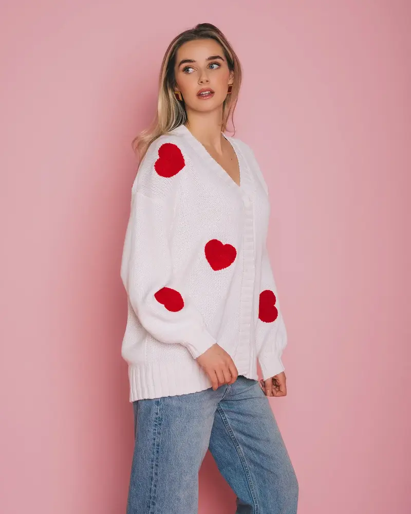 Heart Oversized Cardigan | Cream
