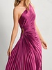 Solid Asymmetrical Pleated Maxi Dress | Purple Magenta
