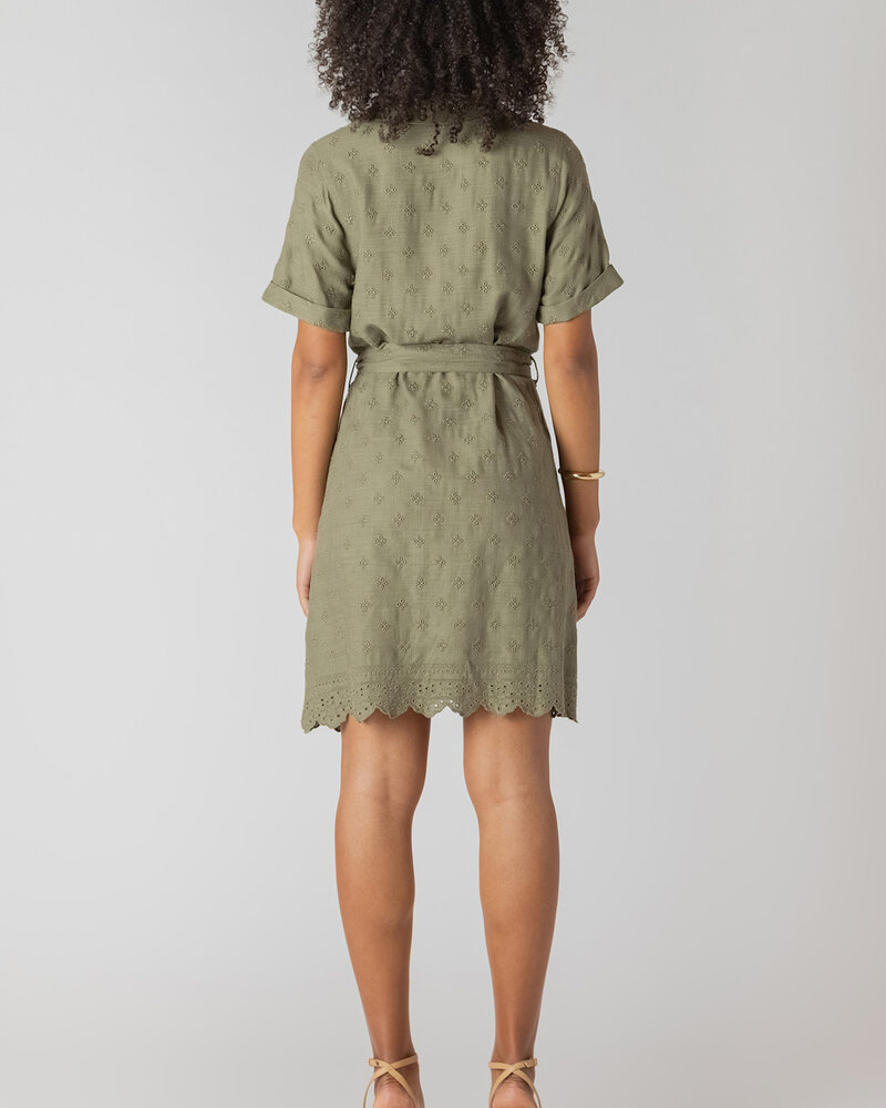 Reina Belted Eyelet Shirt Dress