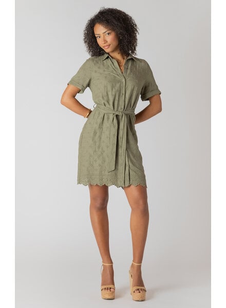 Reina Belted Eyelet Shirt Dress