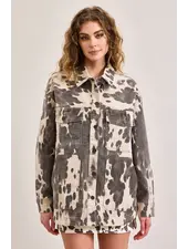 Dakota Cow Print Denim Jacket
