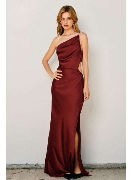 Jackie One Shoulder Ruched Maxi Dress