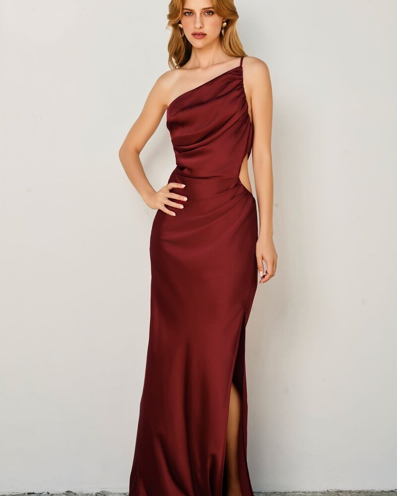Jackie One Shoulder Ruched Maxi Dress