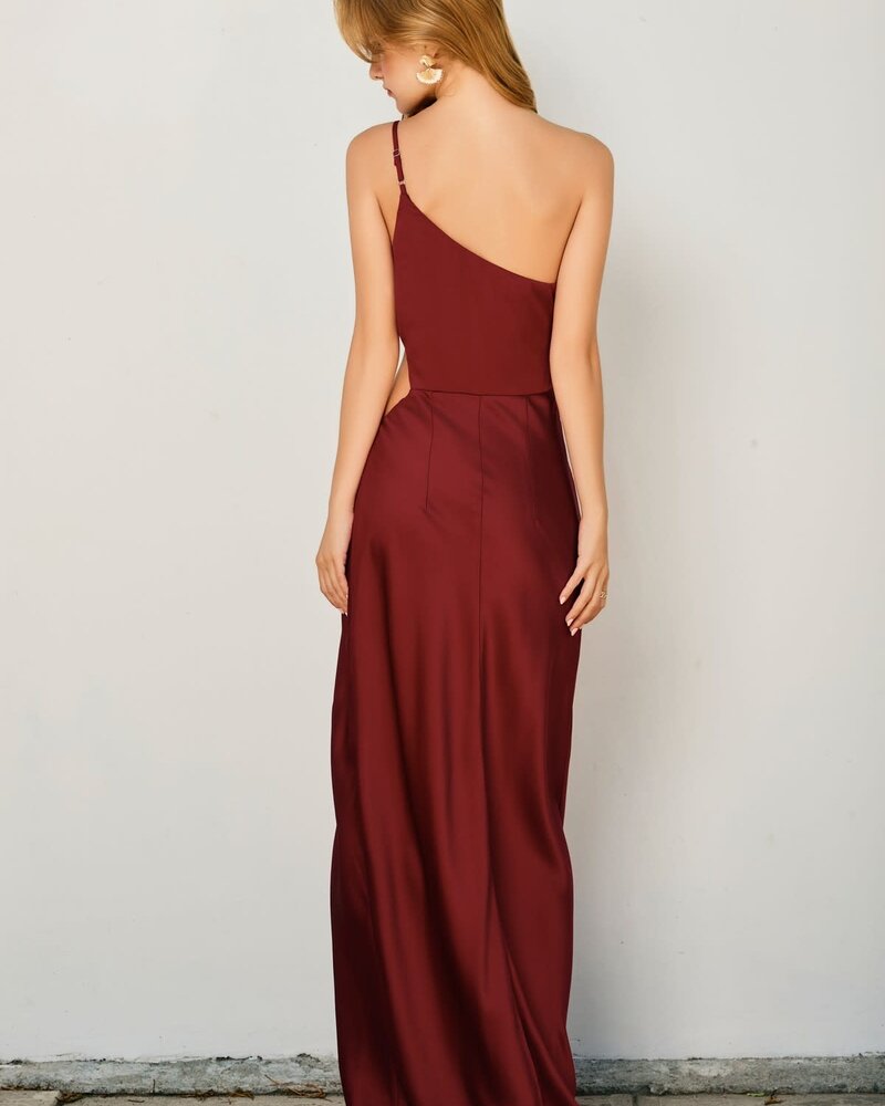 Jackie One Shoulder Ruched Maxi Dress
