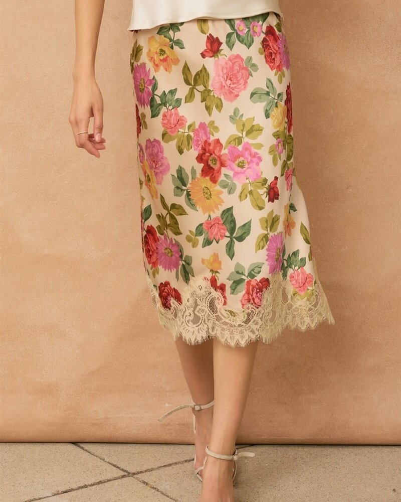 Garden Lace Hem Pencil Skirt