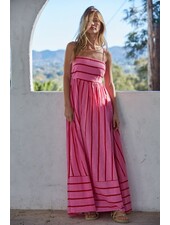 Square Cotton Flare Midi Dress | Pink