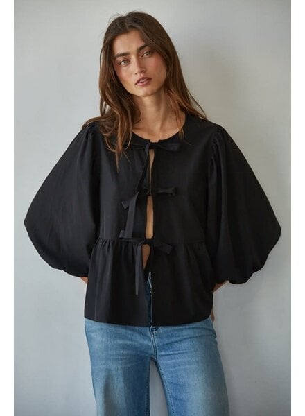 Bow Kisses Top | Black