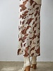 Cow Print Satin Midi Skirt