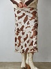 Cow Print Satin Midi Skirt