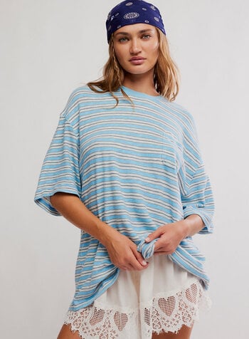 Free People All Love Stripe Pocket Tee | Blue