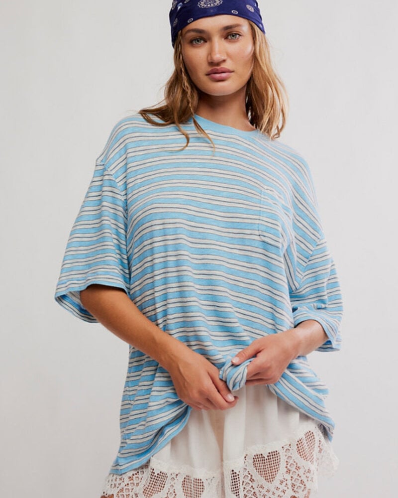 Free People All Love Stripe Pocket Tee | Blue