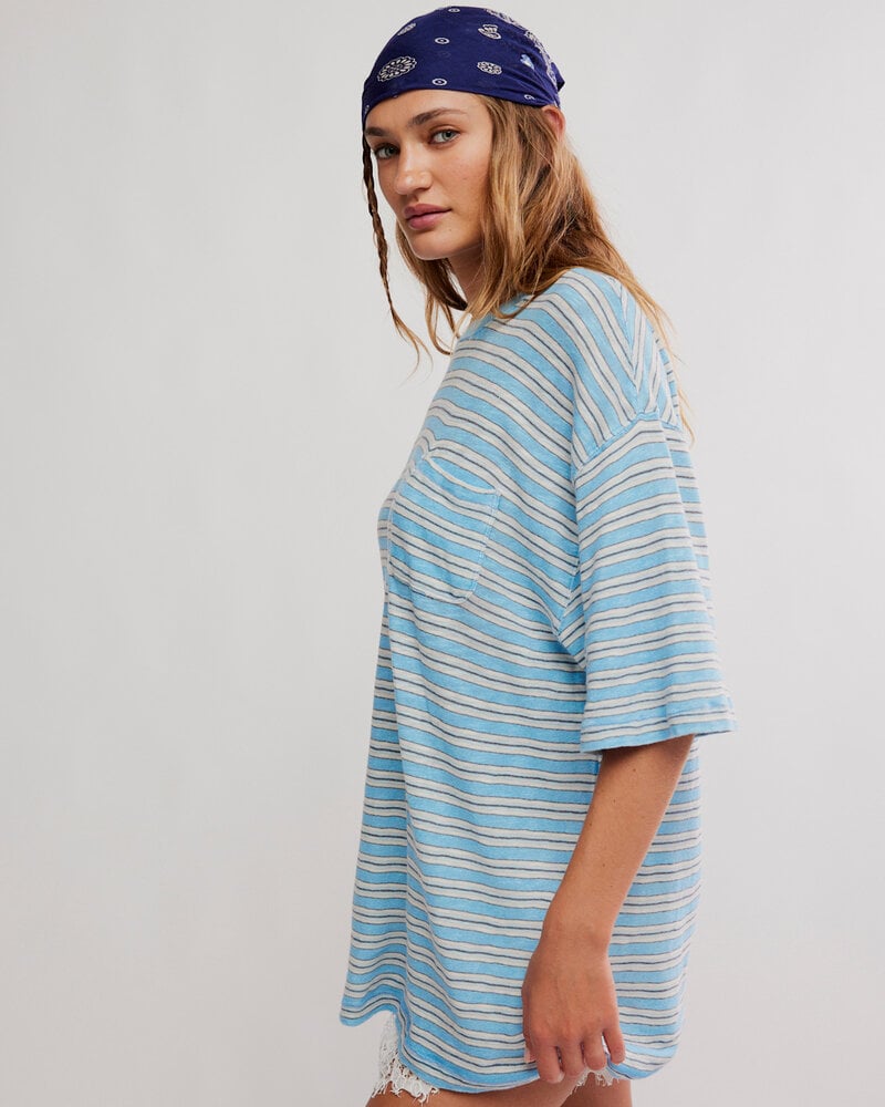 Free People All Love Stripe Pocket Tee | Blue