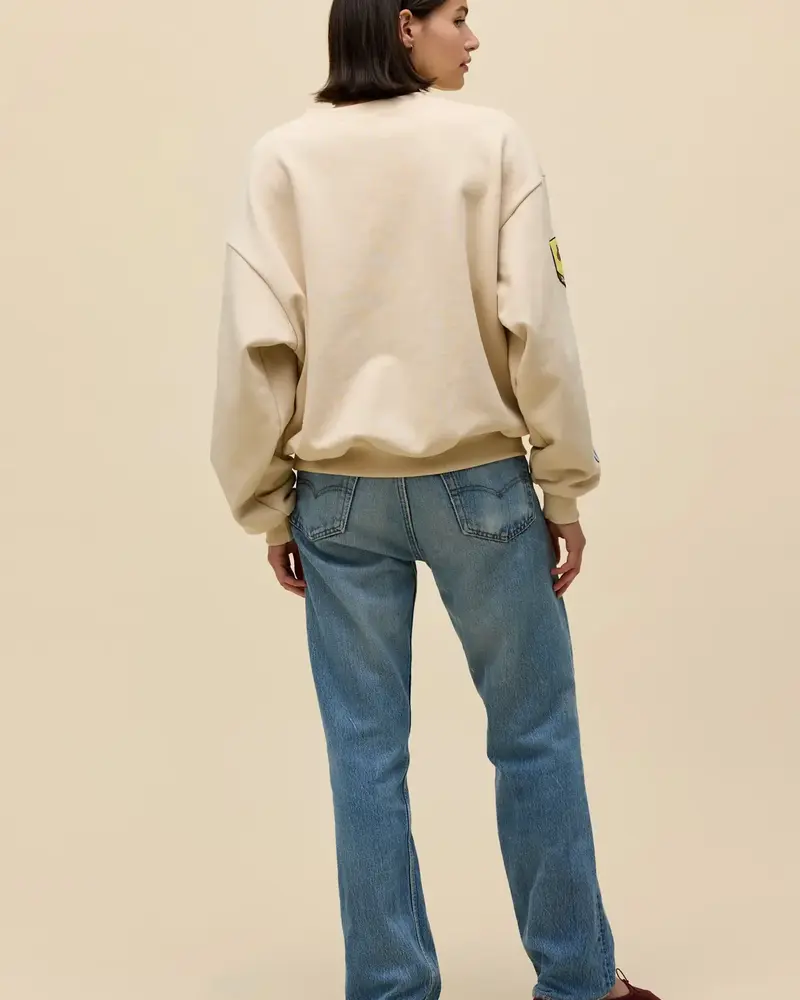 Western Patches Oversized Crew Sweater