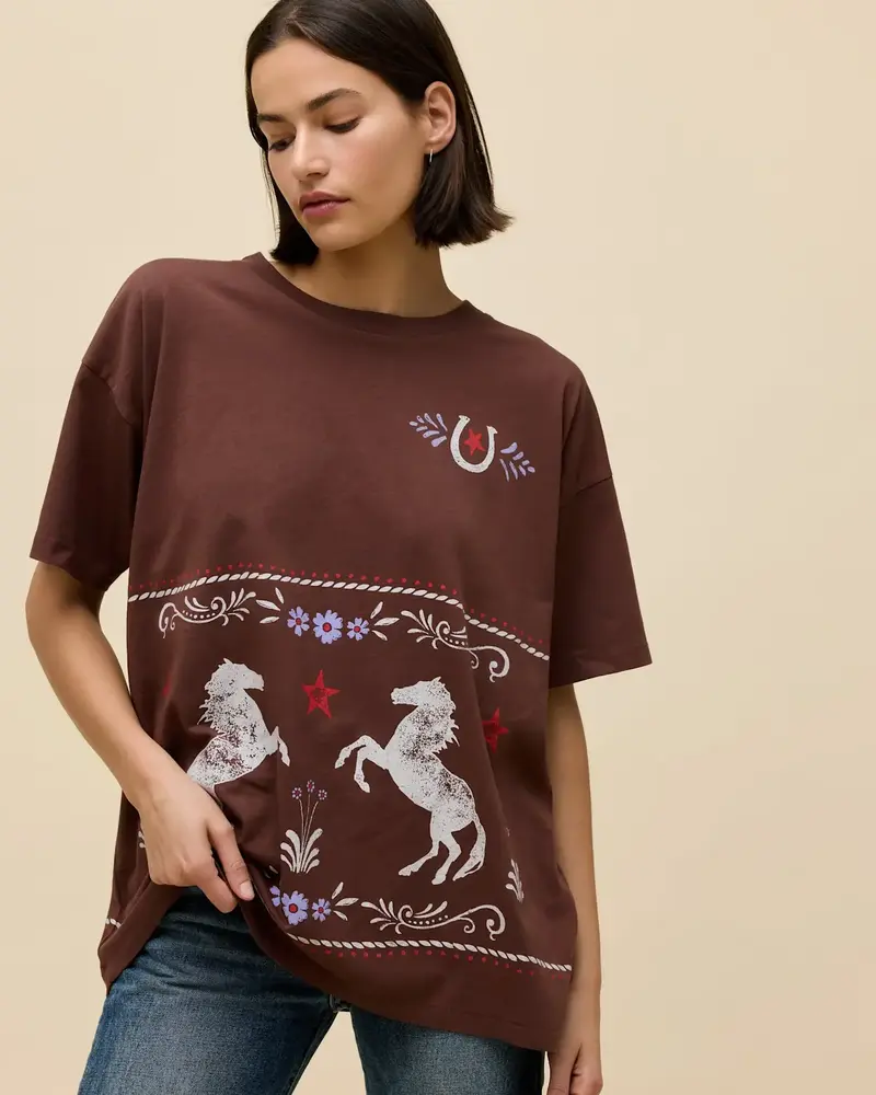 Floral Horse Pattern Merch Tee