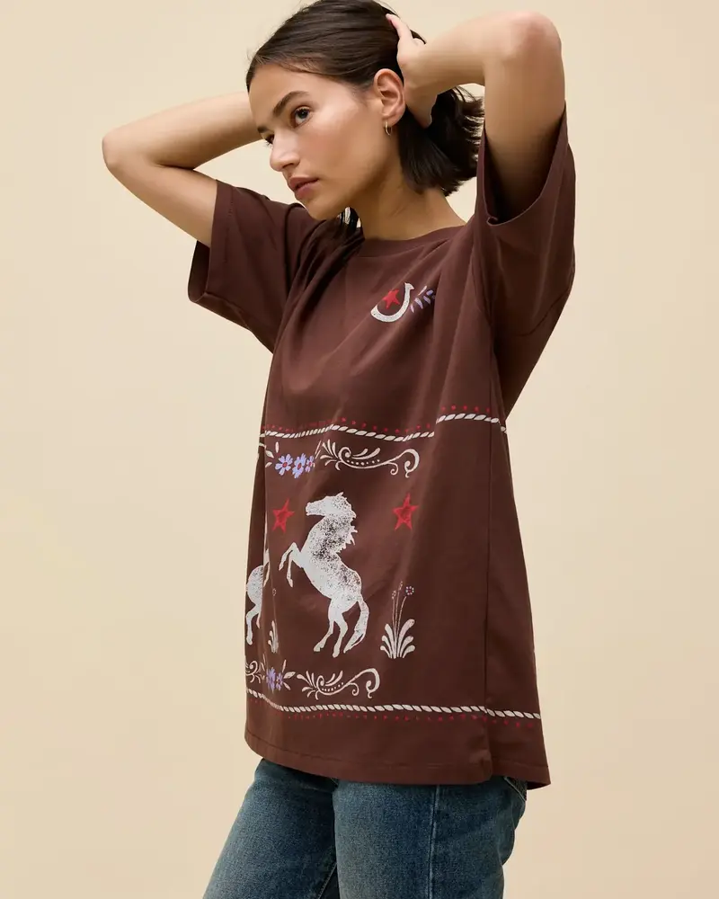 Floral Horse Pattern Merch Tee