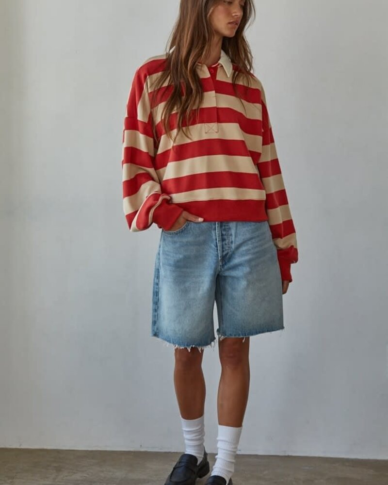 Amerie Striped Pullover | Red