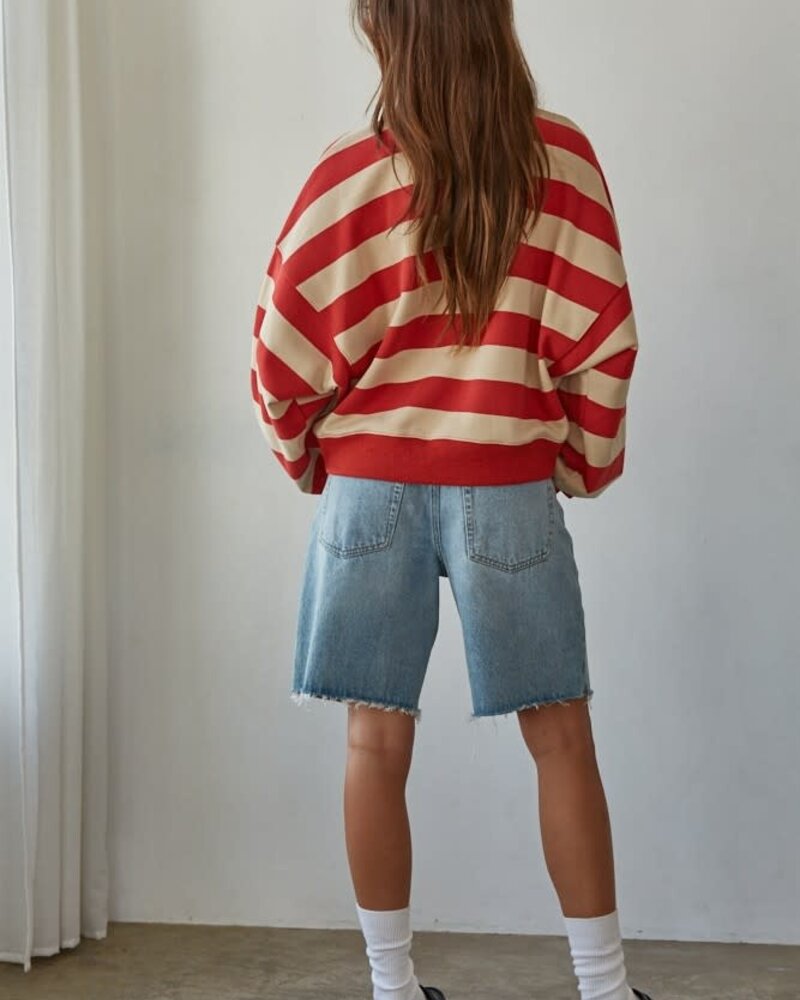 Amerie Striped Pullover | Red